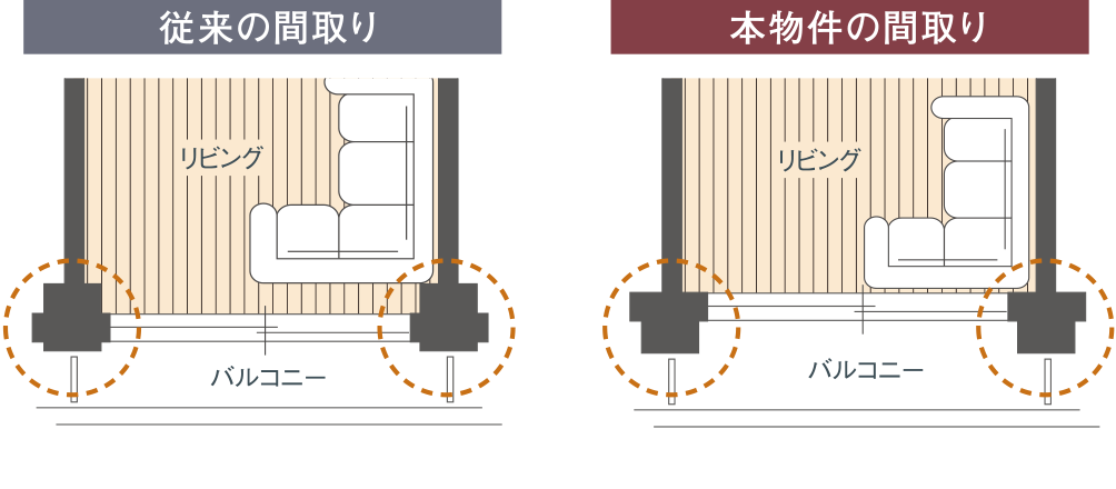 室内の柱を目立たなくする設計